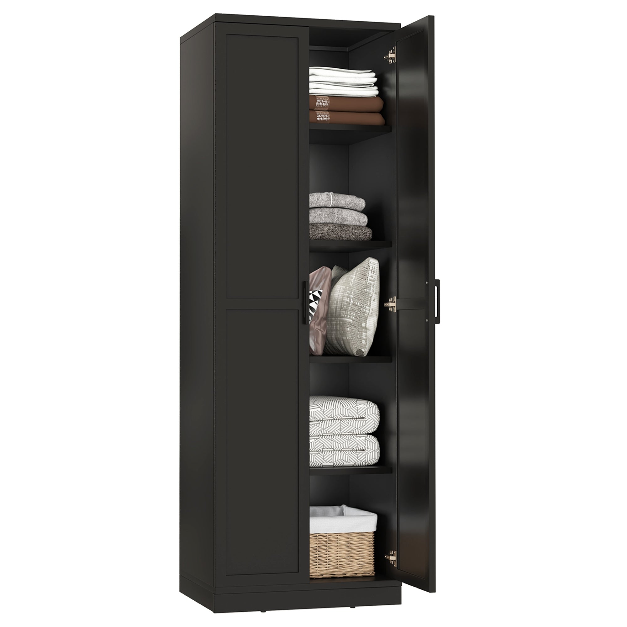 70 Inch Freestanding Storage Cabinet with 2 Doors and 5 Shelves, Black Armoires & Wardrobes at Gallery Canada