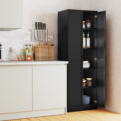 70 Inch Freestanding Storage Cabinet with 2 Doors and 5 Shelves, Black Armoires & Wardrobes at Gallery Canada