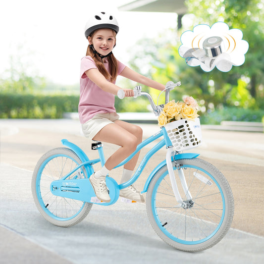 20 Inch Kids Bike with Dual Brakes and Adjustable Seat, Blue Kids Bike Blue at Gallery Canada