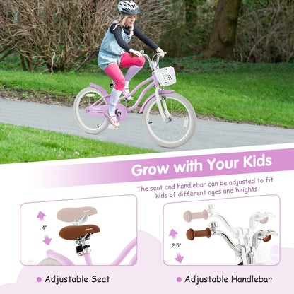 20 Inch Adjustable Kids Bike with 2 Brake System, Purple Kids Bike at Gallery Canada