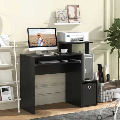 Space-saving Computer Desk with Pull-out Keyboard Tray, Black