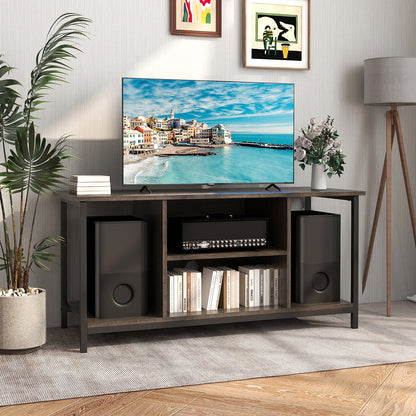 3-Tier TV Stand with Power Outlet USB and Adjustable Shelf, Gray Entertainment Centers & TV Stands   at Gallery Canada