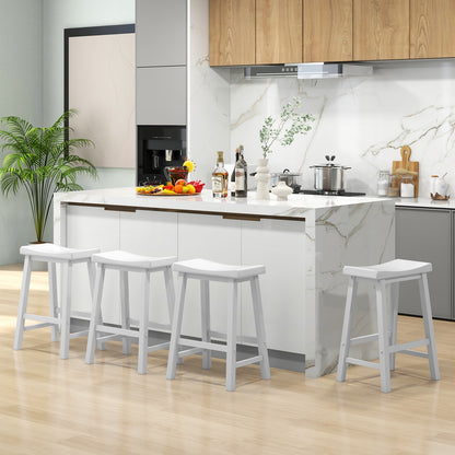 Set of 2 24 Inch Counter Height Stools with Solid Wood Legs, White Bar Stools at Gallery Canada