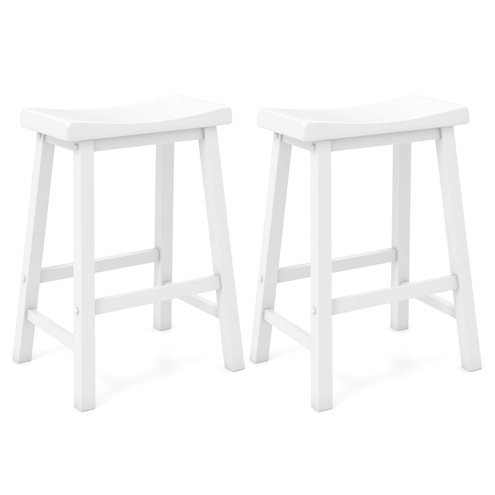 Set of 2 24 Inch Counter Height Stools with Solid Wood Legs, White Bar Stools White at Gallery Canada