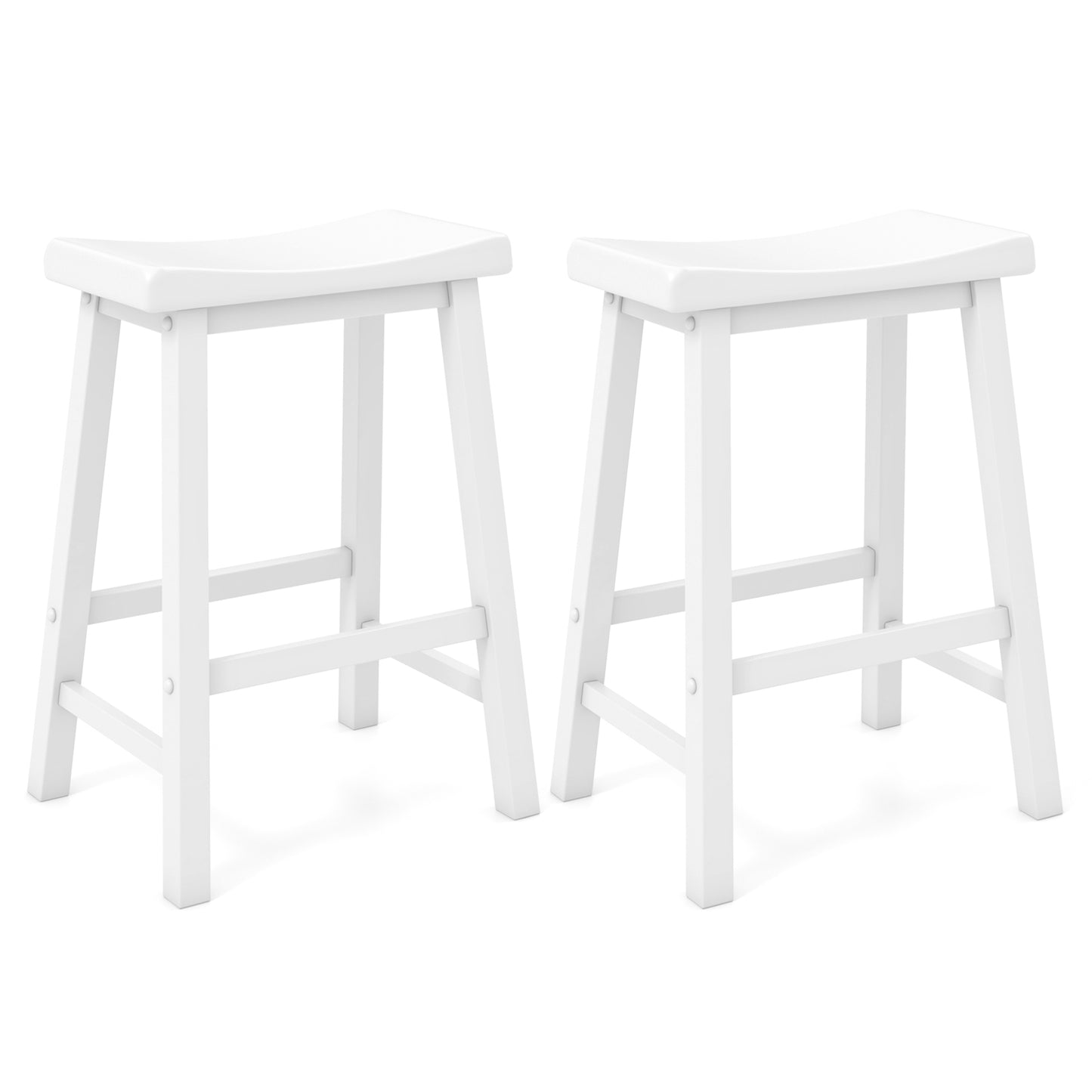 Set of 2 24 Inch Counter Height Stools with Solid Wood Legs, White Bar Stools White at Gallery Canada