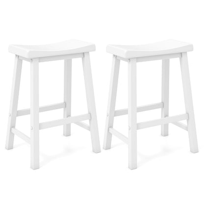 Set of 2 24 Inch Counter Height Stools with Solid Wood Legs, White Bar Stools White at Gallery Canada