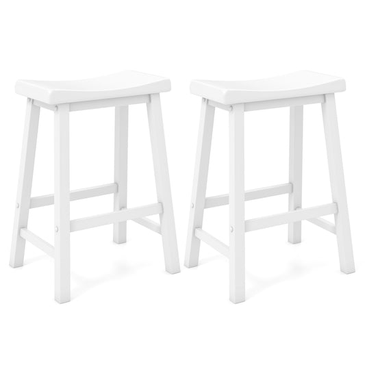 Set of 2 24 Inch Counter Height Stools with Solid Wood Legs, White Bar Stools White at Gallery Canada