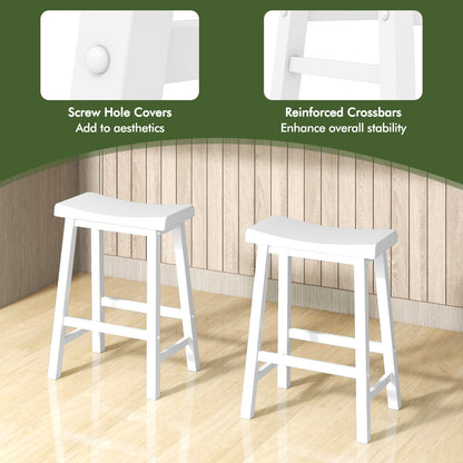 Set of 2 24 Inch Counter Height Stools with Solid Wood Legs, White Bar Stools at Gallery Canada