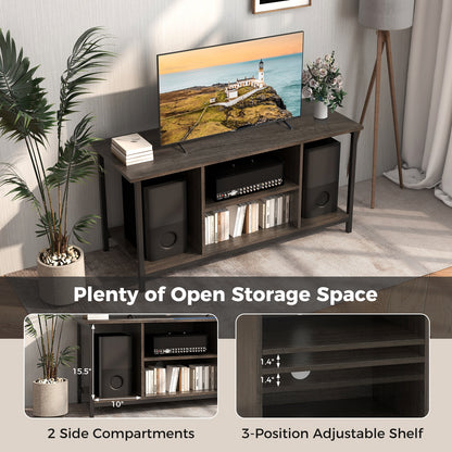 3-Tier TV Stand with Power Outlet USB and Adjustable Shelf, Gray Entertainment Centers & TV Stands   at Gallery Canada