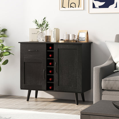 Modern Wine Bar Buffet Cabinet with 6-Bottle Wine Rack, Black Sideboards Cabinets & Buffets at Gallery Canada