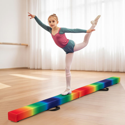 7 Feet Folding Portable Floor Balance Beam with Handles for Gymnasts-Muticolor, Multicolor Toy Sports Multicolor at Gallery Canada