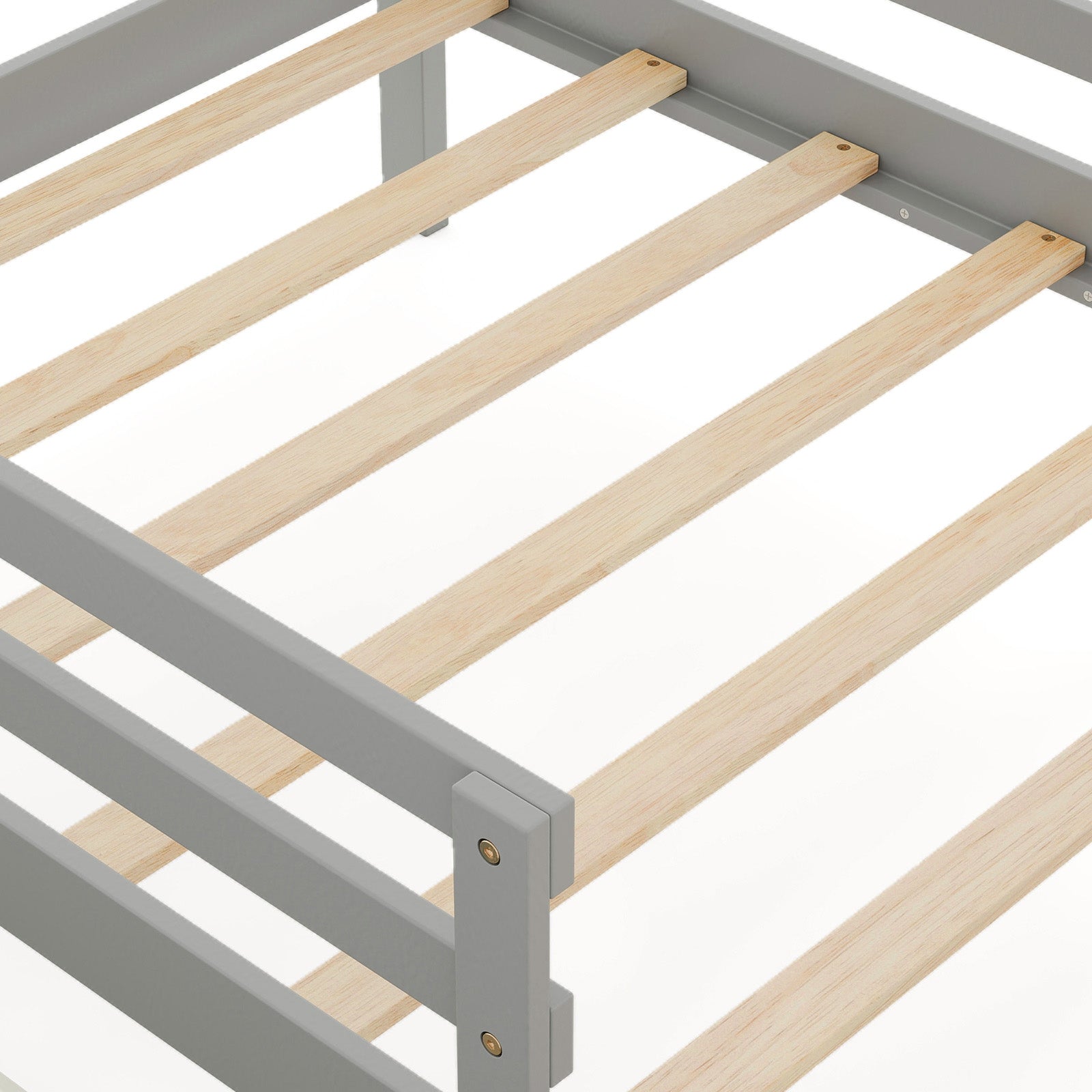 Kids Twin Size Bed with 2 Drawers Solid Wood Bed with Blackboard, Gray Toddler Beds at Gallery Canada