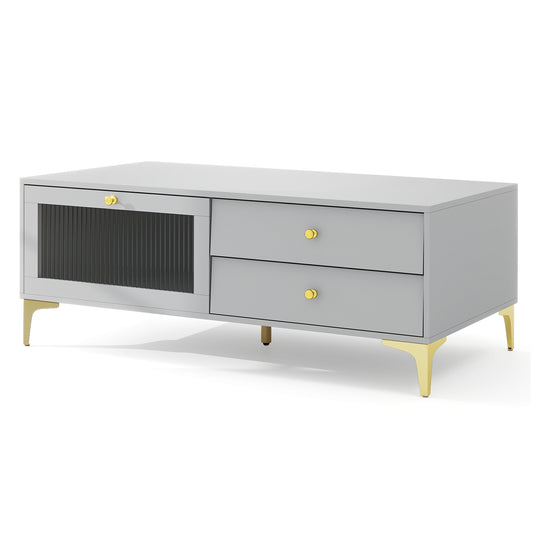 TV Stand with Compartment and Drawers for 55 Inch TV, Gray Entertainment Centers & TV Stands Gray at Gallery Canada