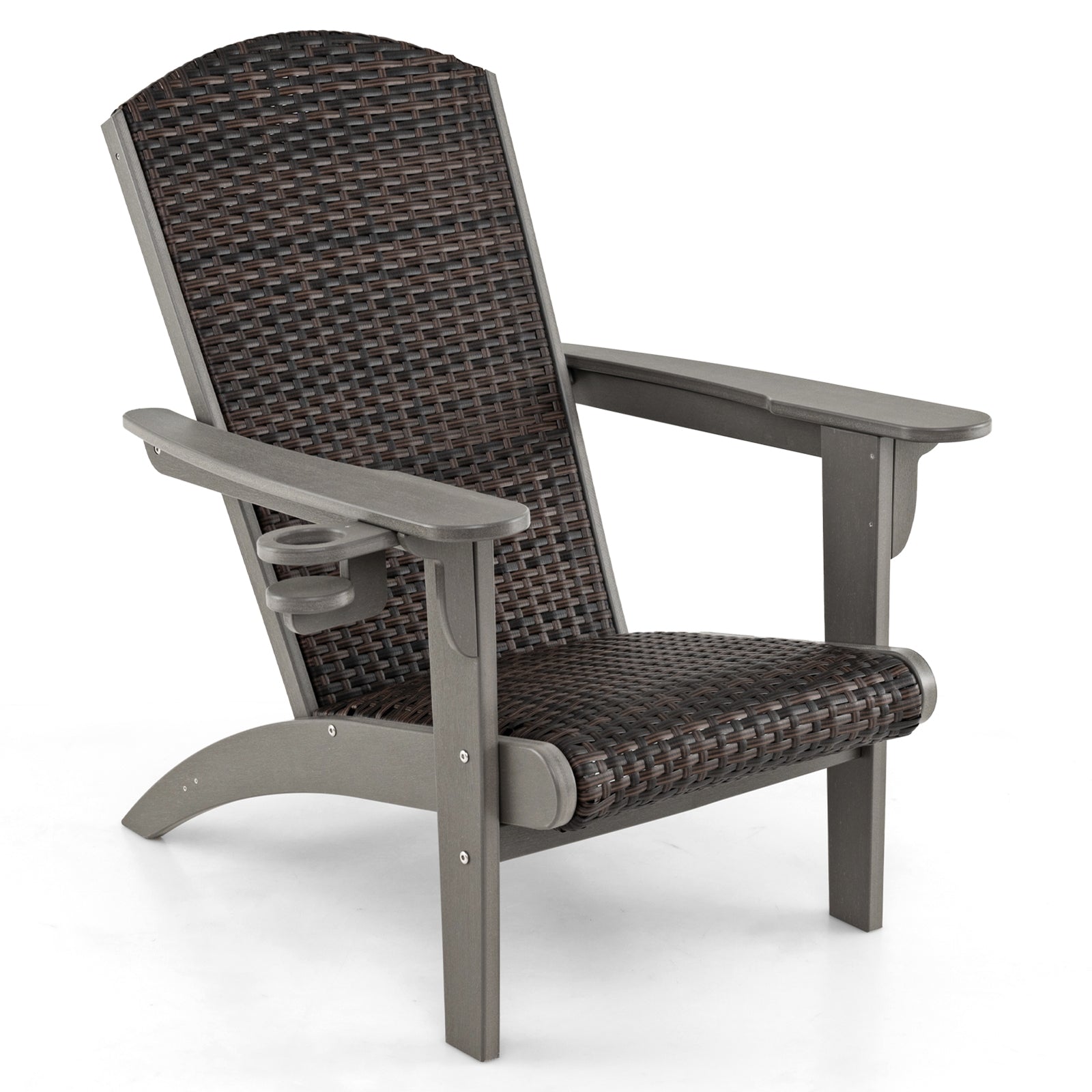 Patio Adirondack Chair with Rattan Padded Seat and Hidden Cupholder, Gray Adirondack Chairs Gray at Gallery Canada