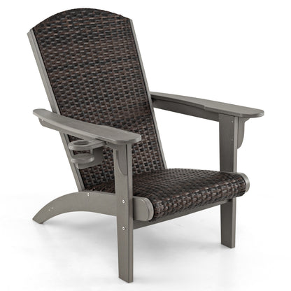 Patio Adirondack Chair with Rattan Padded Seat and Hidden Cupholder, Gray Adirondack Chairs Gray at Gallery Canada