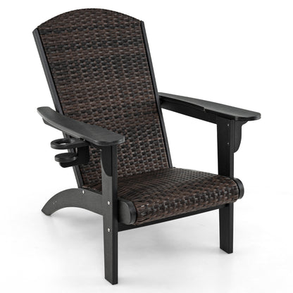 Patio Adirondack Chair with Rattan Padded Seat and Hidden Cupholder, Black Adirondack Chairs Black at Gallery Canada