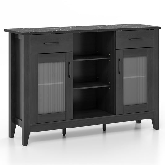 Sideboard Buffet Cabinet with 2 Drawers and 4 Adjustable Shelves, Black Sideboards Cabinets & Buffets Black at Gallery Canada