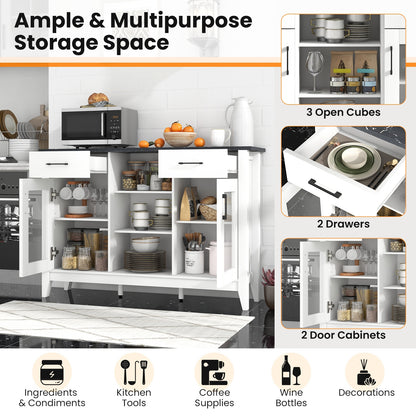 Sideboard Buffet Cabinet with 2 Drawers and 4 Adjustable Shelves, White Sideboards Cabinets & Buffets at Gallery Canada