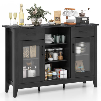 Sideboard Buffet Cabinet with 2 Drawers and 4 Adjustable Shelves, Black Sideboards Cabinets & Buffets at Gallery Canada