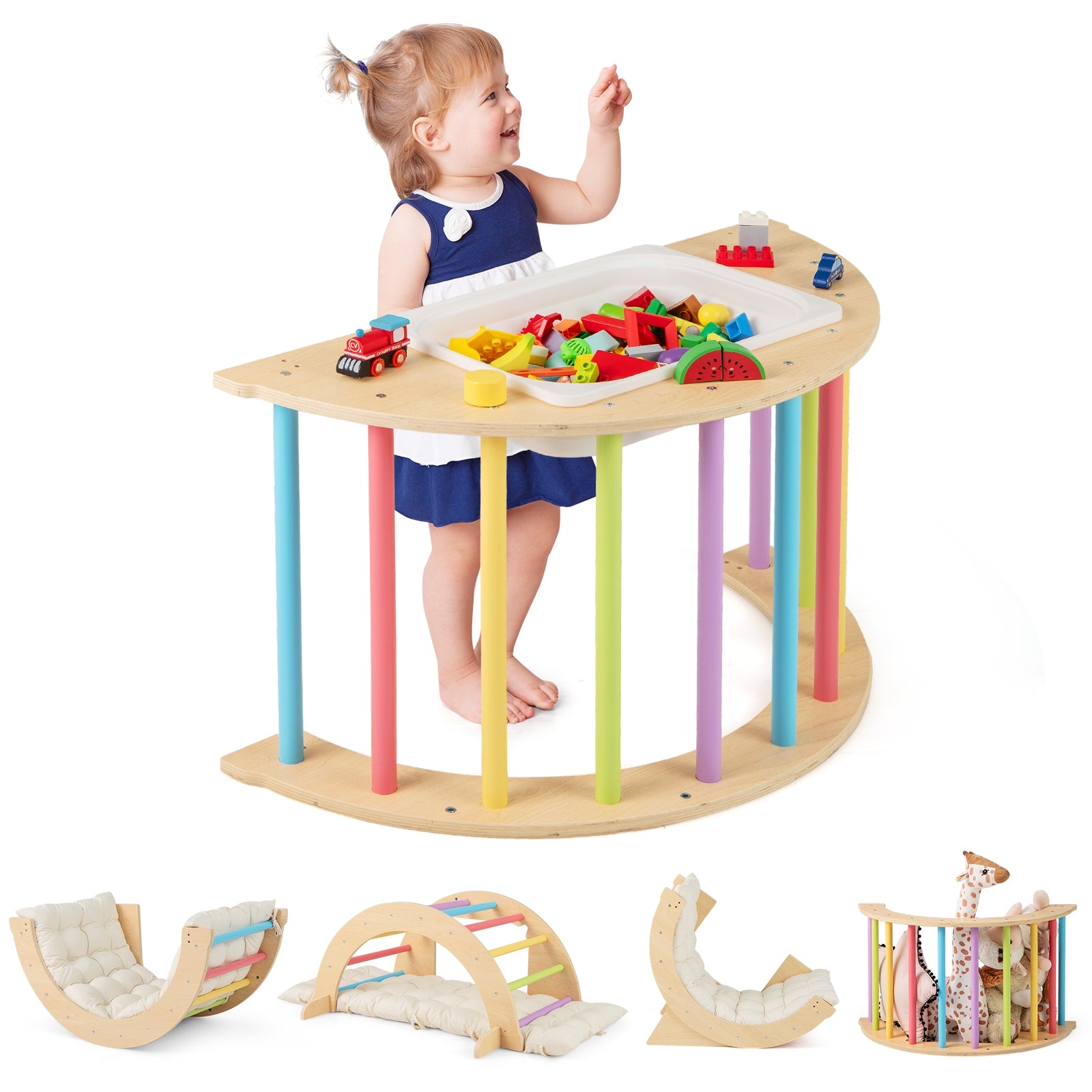 6 in 1 Kids Climbing Arch Playset wIth Removable Cushion and Stoppers, Multicolor Climbers & Slides at Gallery Canada