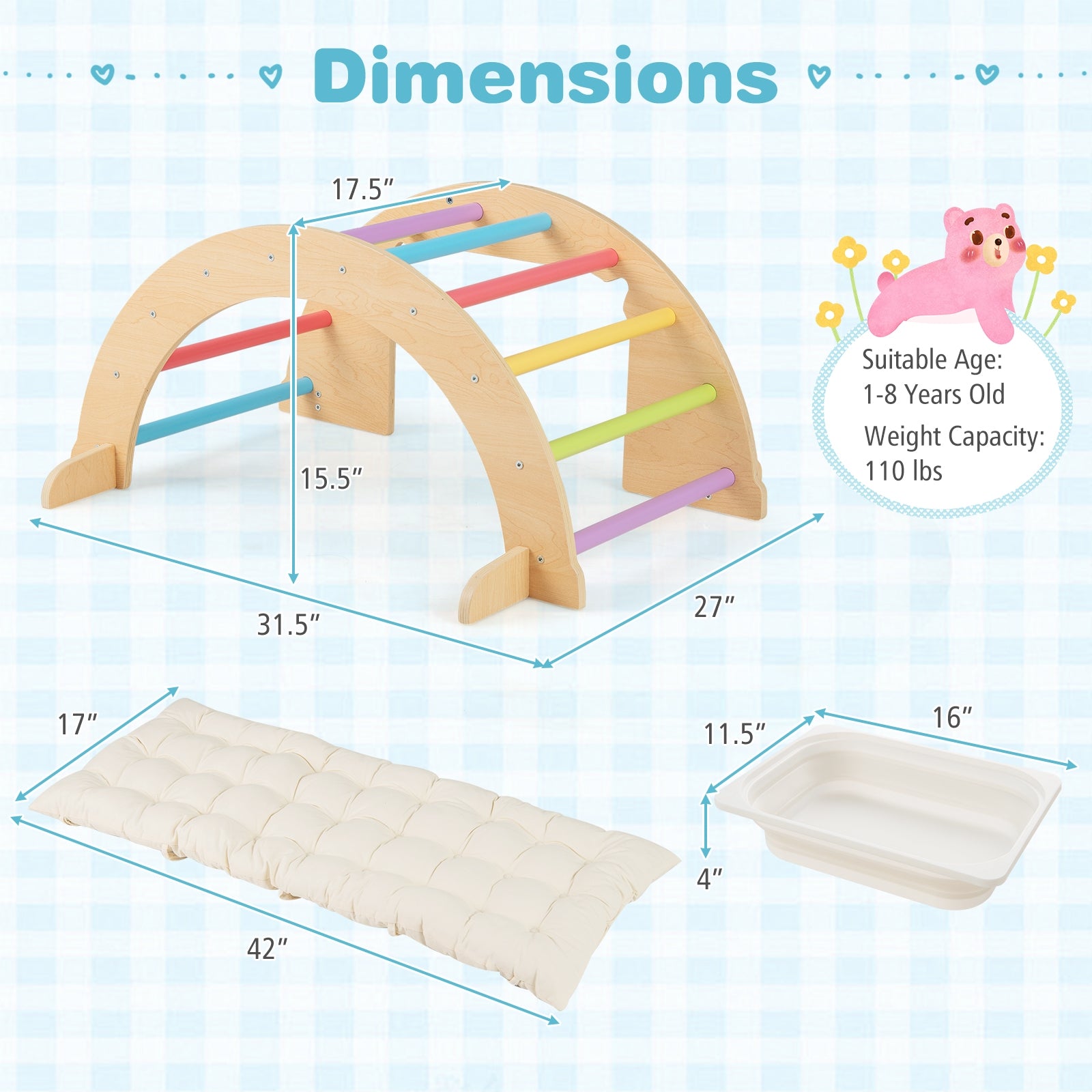 6 in 1 Kids Climbing Arch Playset wIth Removable Cushion and Stoppers, Multicolor Climbers & Slides at Gallery Canada