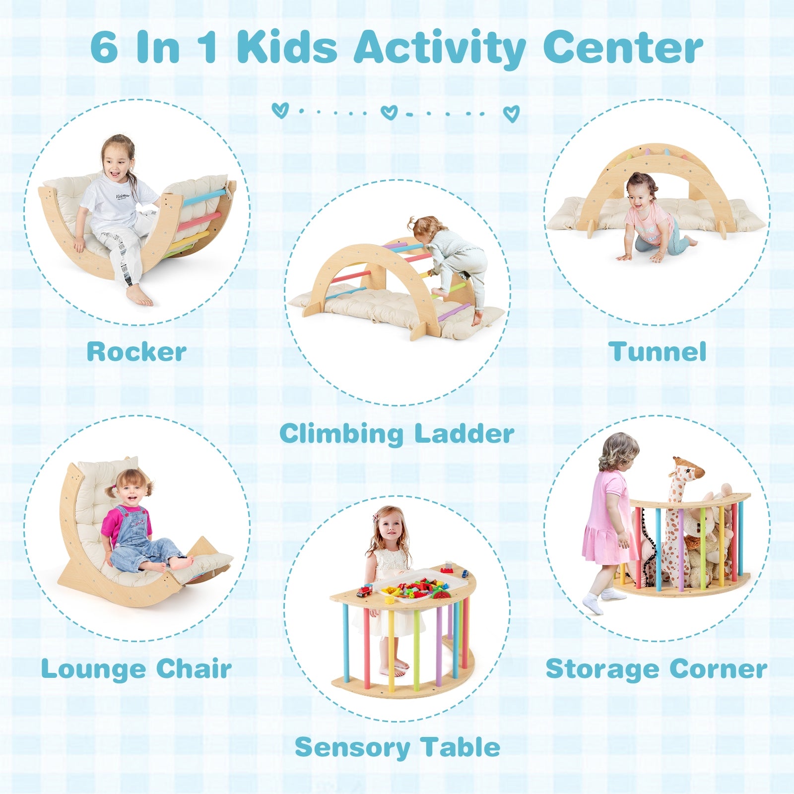 6 in 1 Kids Climbing Arch Playset wIth Removable Cushion and Stoppers, Multicolor Climbers & Slides at Gallery Canada