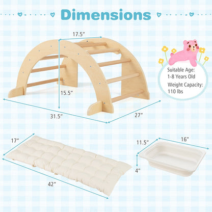 6 in 1 Kids Climbing Arch Playset wIth Removable Cushion and Stoppers, Natural Climbers & Slides at Gallery Canada