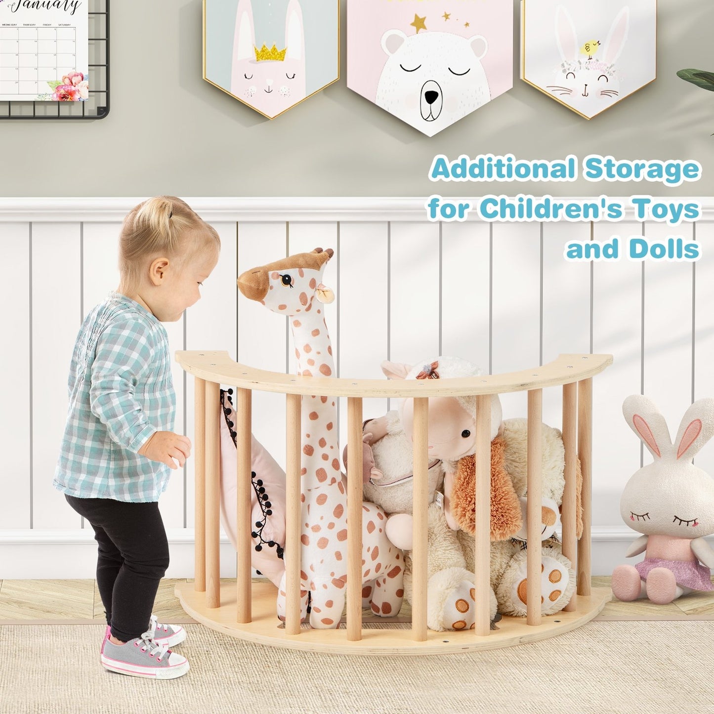 6 in 1 Kids Climbing Arch Playset wIth Removable Cushion and Stoppers, Natural Climbers & Slides at Gallery Canada