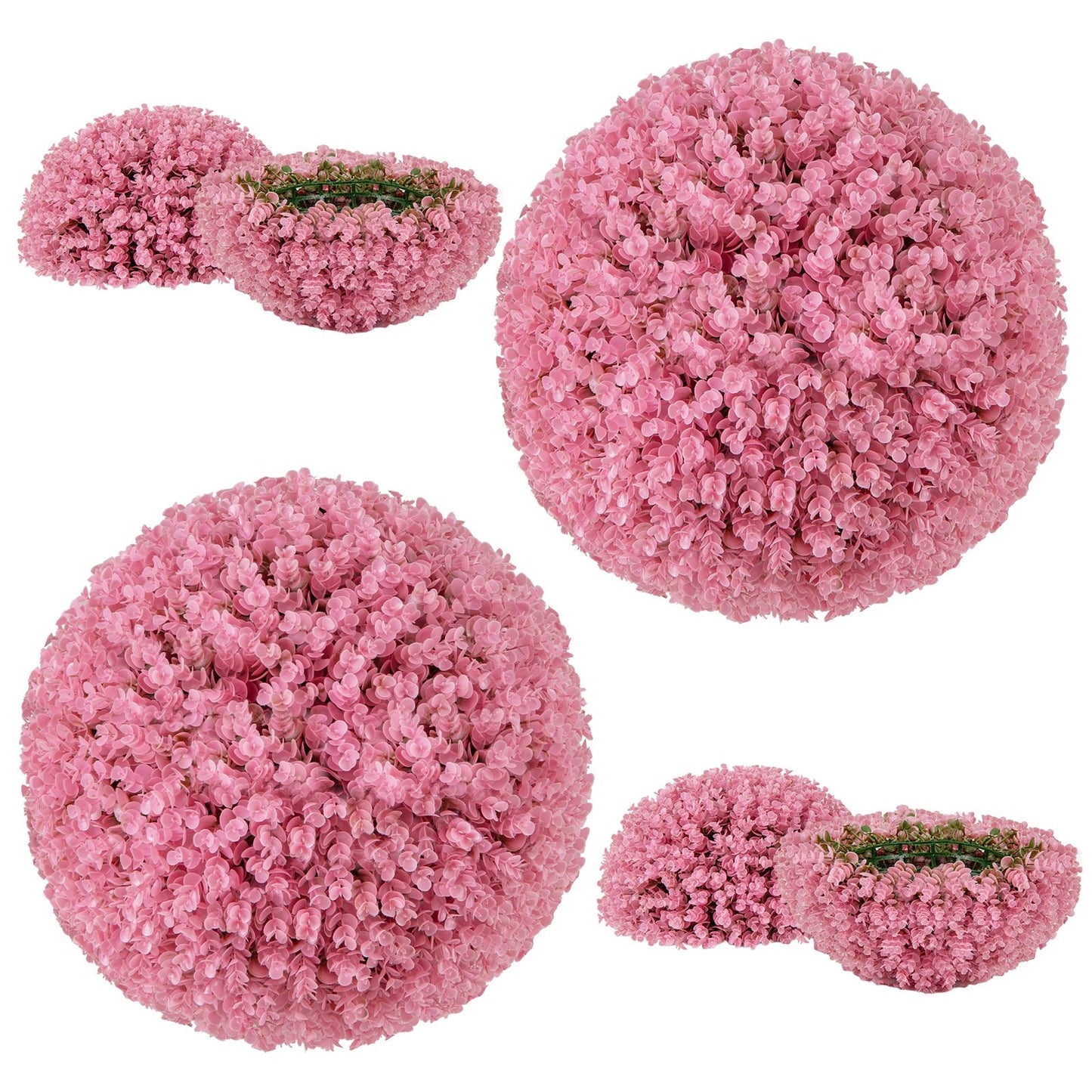 17.5 Inch Faux Purple Eucalyptus Decorative Balls with 7 Layers Leaves for Backyard Porch Garden and Wedding, Pink Faux Plants Pink  at Gallery Canada