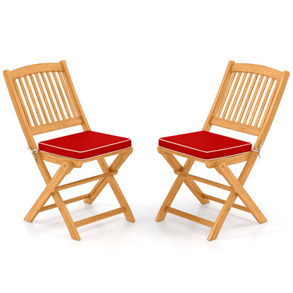 Outdoor Folding Chairs with Seat Cushions Set of 2, Red Patio Dining Chairs Red at Gallery Canada