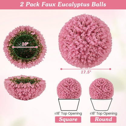 17.5 Inch Faux Purple Eucalyptus Decorative Balls with 7 Layers Leaves for Backyard Porch Garden and Wedding, Pink Faux Plants   at Gallery Canada