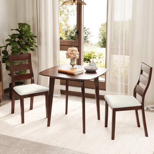 3-Piece Dining Table Set with Wooden Square Kitchen Table and 2 Chairs, Walnut