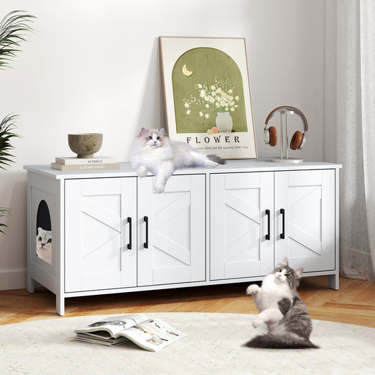 Cat Litter Box Enclosure for 2 Cats Modern Kitty Litter Box Furniture Hidden, White Cat Houses White at Gallery Canada