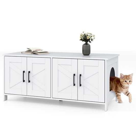 Cat Litter Box Enclosure for 2 Cats Modern Kitty Litter Box Furniture Hidden, White Cat Houses White at Gallery Canada