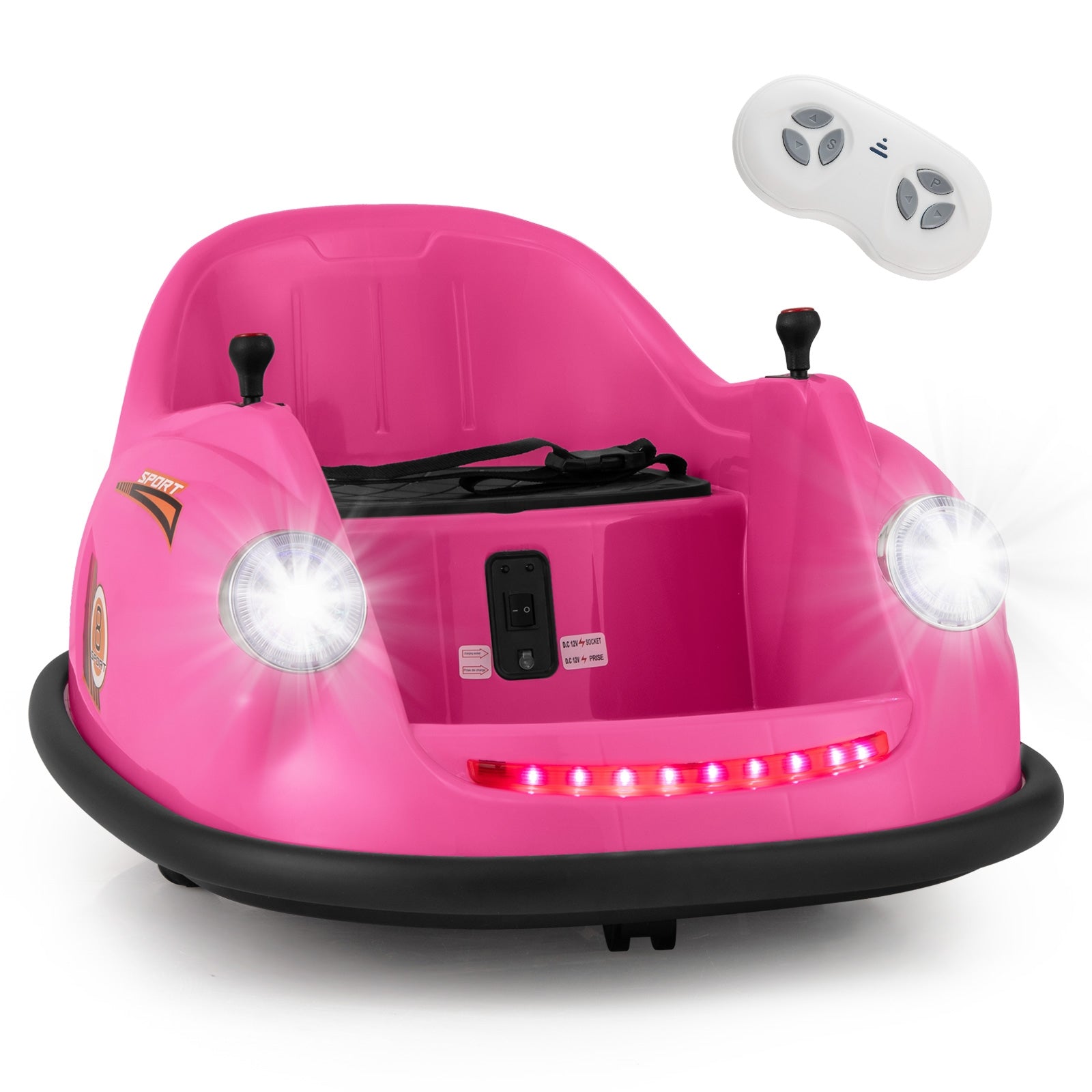 12V Electric Kids Ride on Bumper Car Battery Powered Bumping Car with Remote Control, Pink Powered Ride On Toys Pink  at Gallery Canada