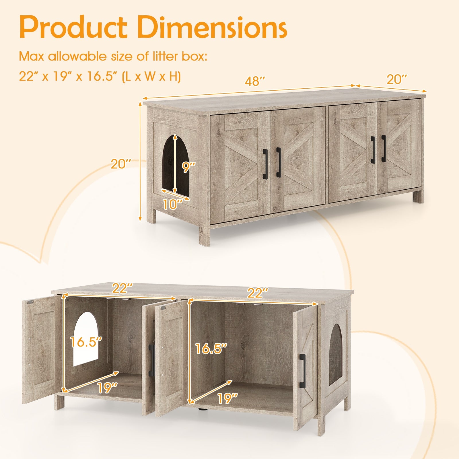 Cat Litter Box Enclosure for 2 Cats Modern Kitty Litter Box Furniture Hidden, Oak Cat Houses at Gallery Canada