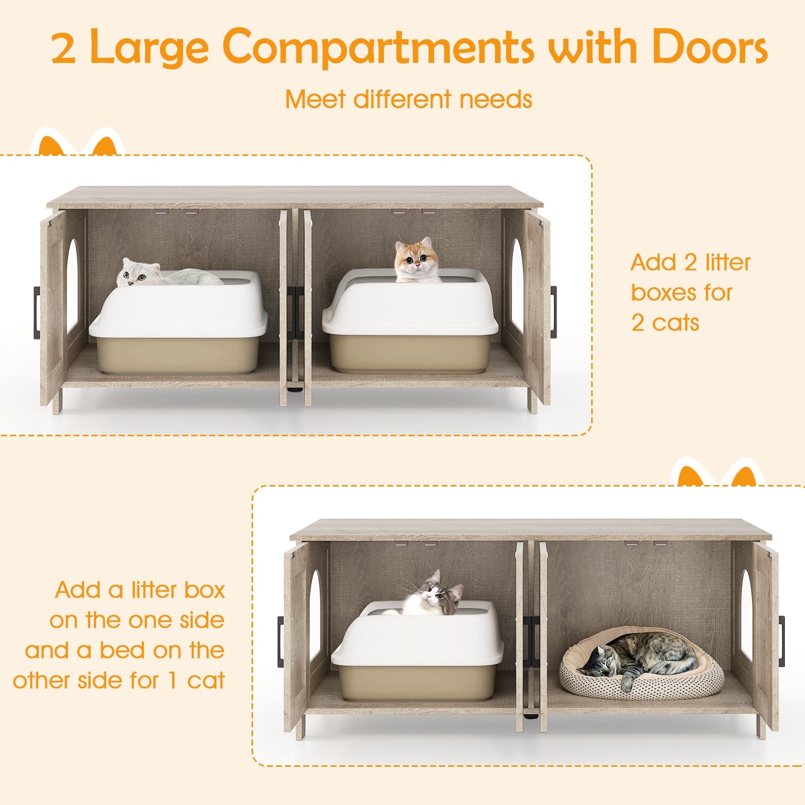 Cat Litter Box Enclosure for 2 Cats Modern Kitty Litter Box Furniture Hidden, Oak Cat Houses at Gallery Canada