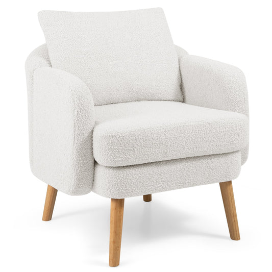 Sherpa Accent Chair Modern Living Room Chair with Seat Cushion, White Accent Chairs White at Gallery Canada