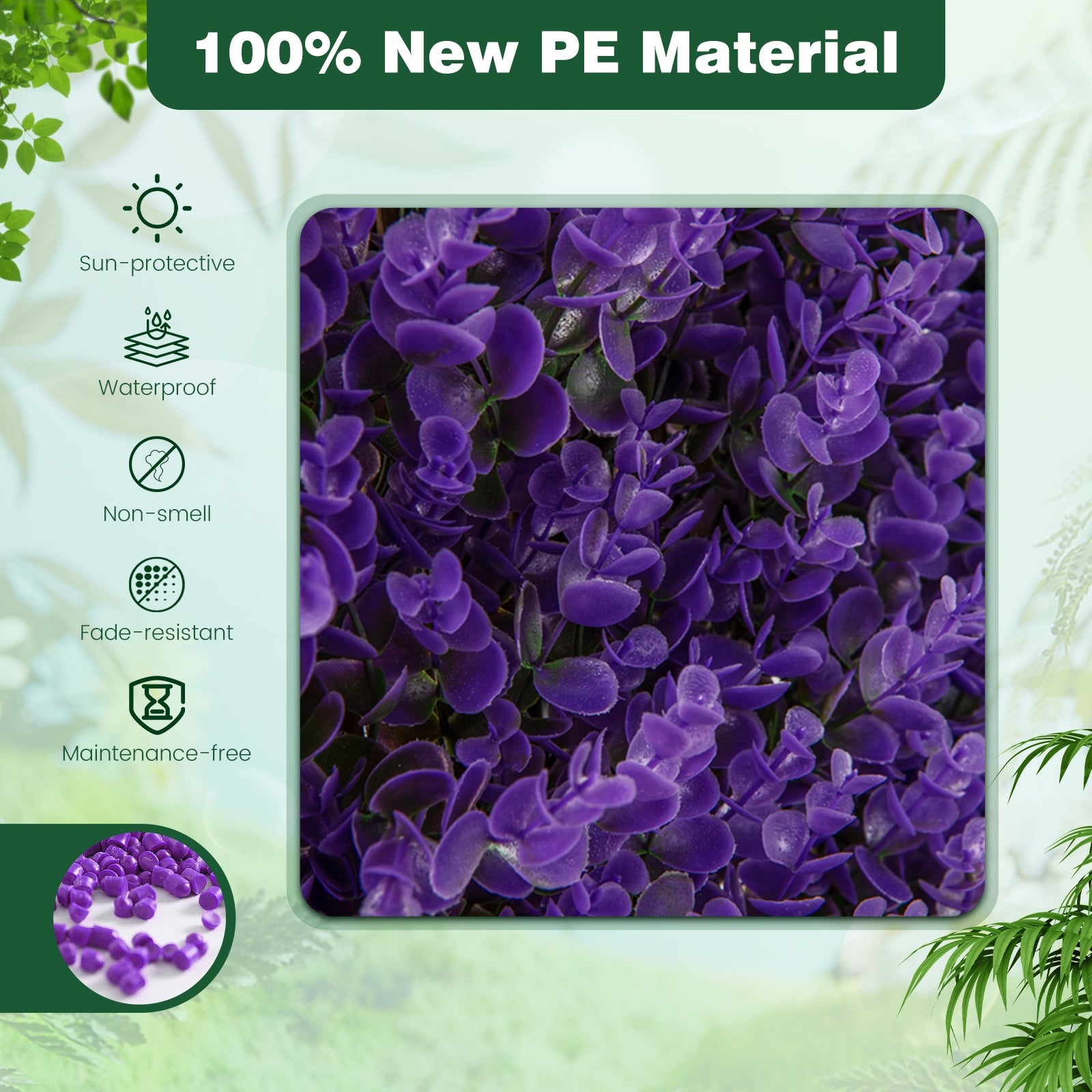 Decorative Faux Purple Eucalyptus Fencing Panel with Real Willow Frame for Balcony Patio, Purple Faux Plants at Gallery Canada