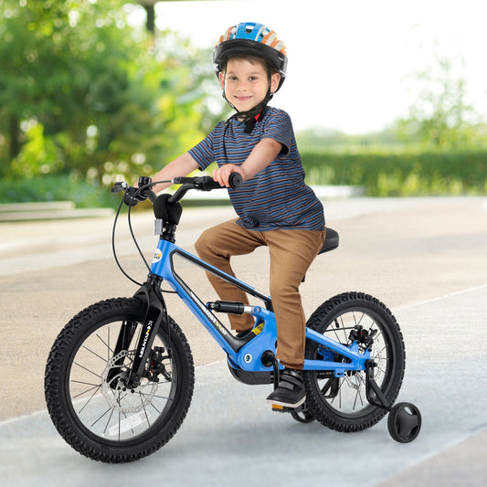 16 Inch Kids Bike Adjustable with Shock Absorber and Bell for Aged 4 to 7-16 inches, Blue Kids Bike Blue at Gallery Canada