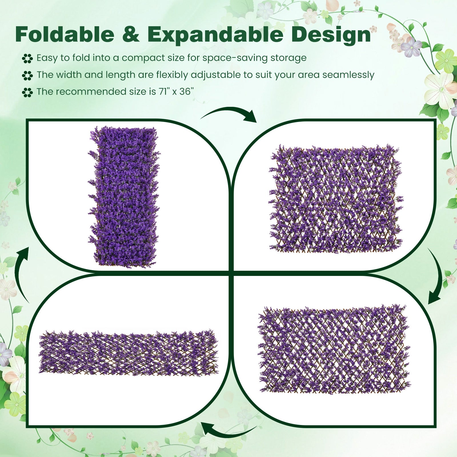 Decorative Faux Purple Eucalyptus Fencing Panel with Real Willow Frame for Balcony Patio, Purple Faux Plants at Gallery Canada