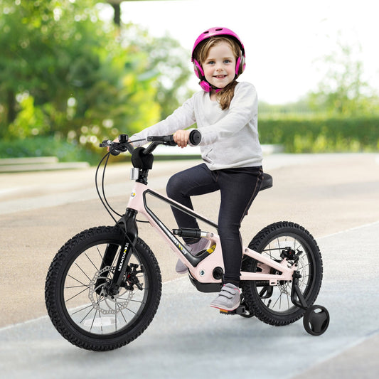 16 Inch Kids Bike Lightweight with Detachable Training Wheels for Aged 4 to 7-16 inches, Pink Kids Bike Pink at Gallery Canada