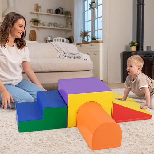 Climb and Crawl Foam Block Play Set for Infant Baby, Orange