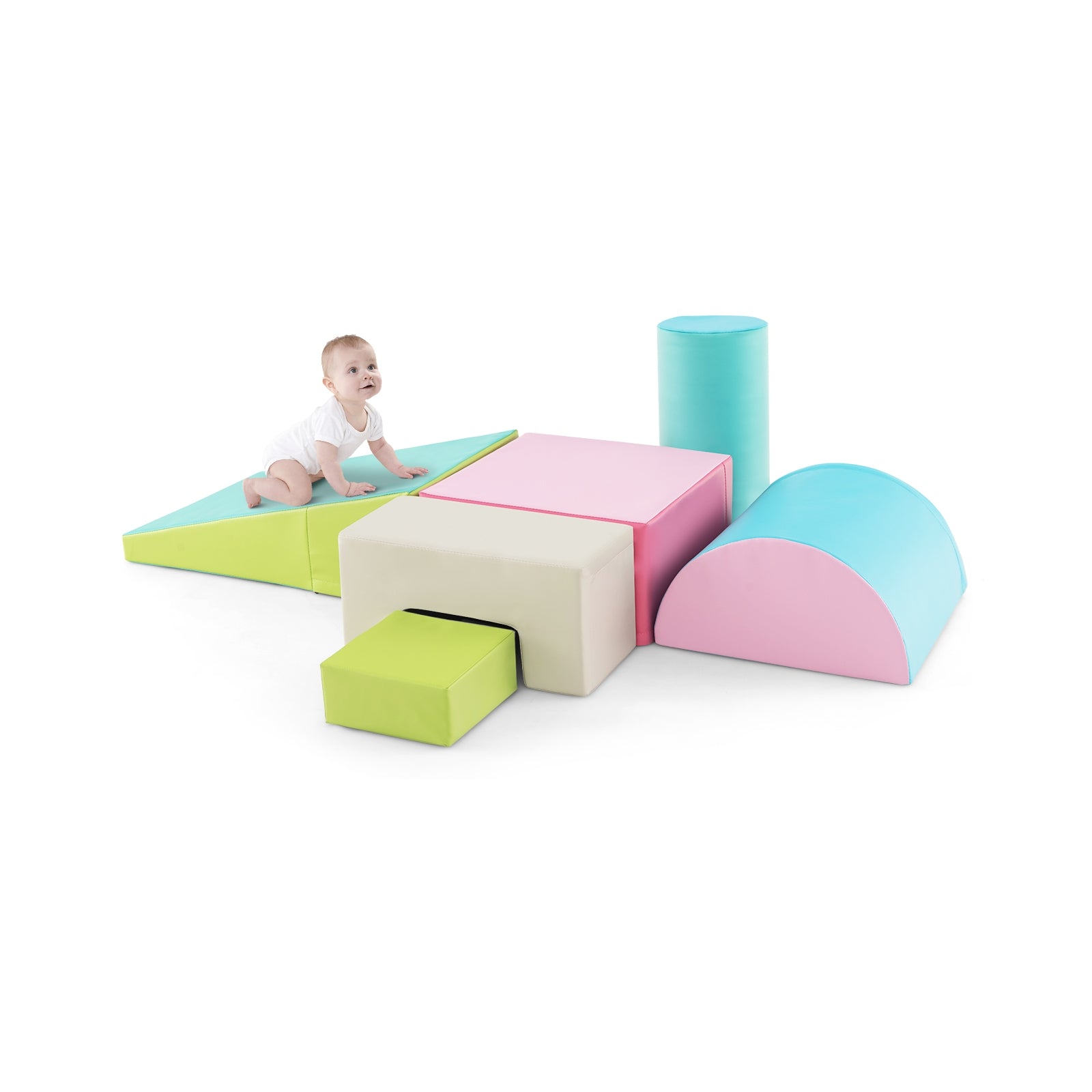 6 Pieces Foam Climbing Blocks Indoor Climb and Crawl Activity Playset with Rectangles, Green Climbers & Slides at Gallery Canada