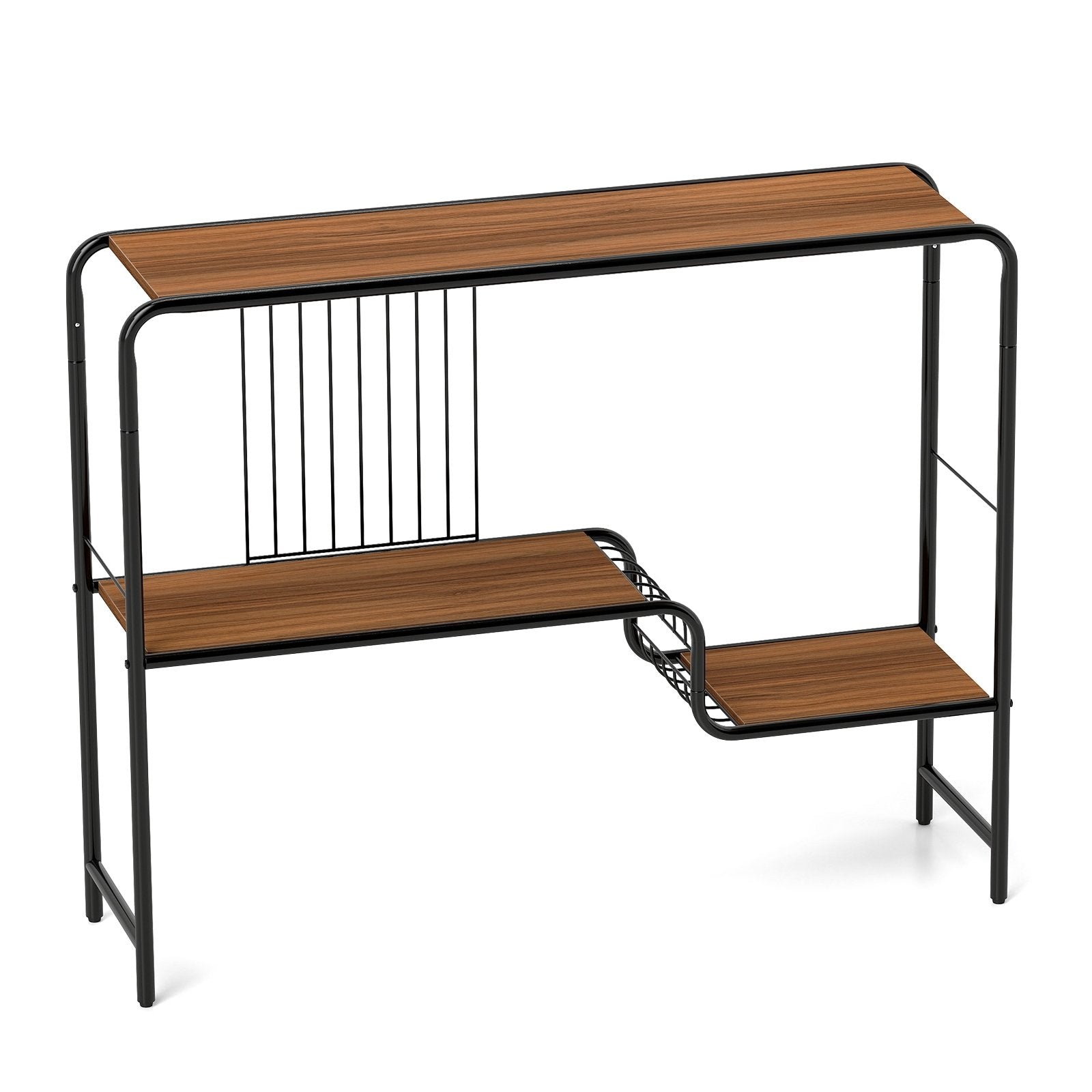 Console Table with Storage Shelf and Metal Frame for Living Room Console Tables Walnut, Black at Gallery Canada