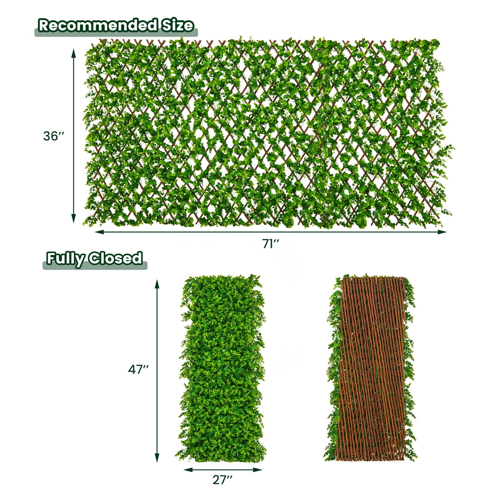 Expandable Fence Privacy Screen with Sun-Protective Artificial Hedge for Balcony Patio, Green Faux Plants   at Gallery Canada