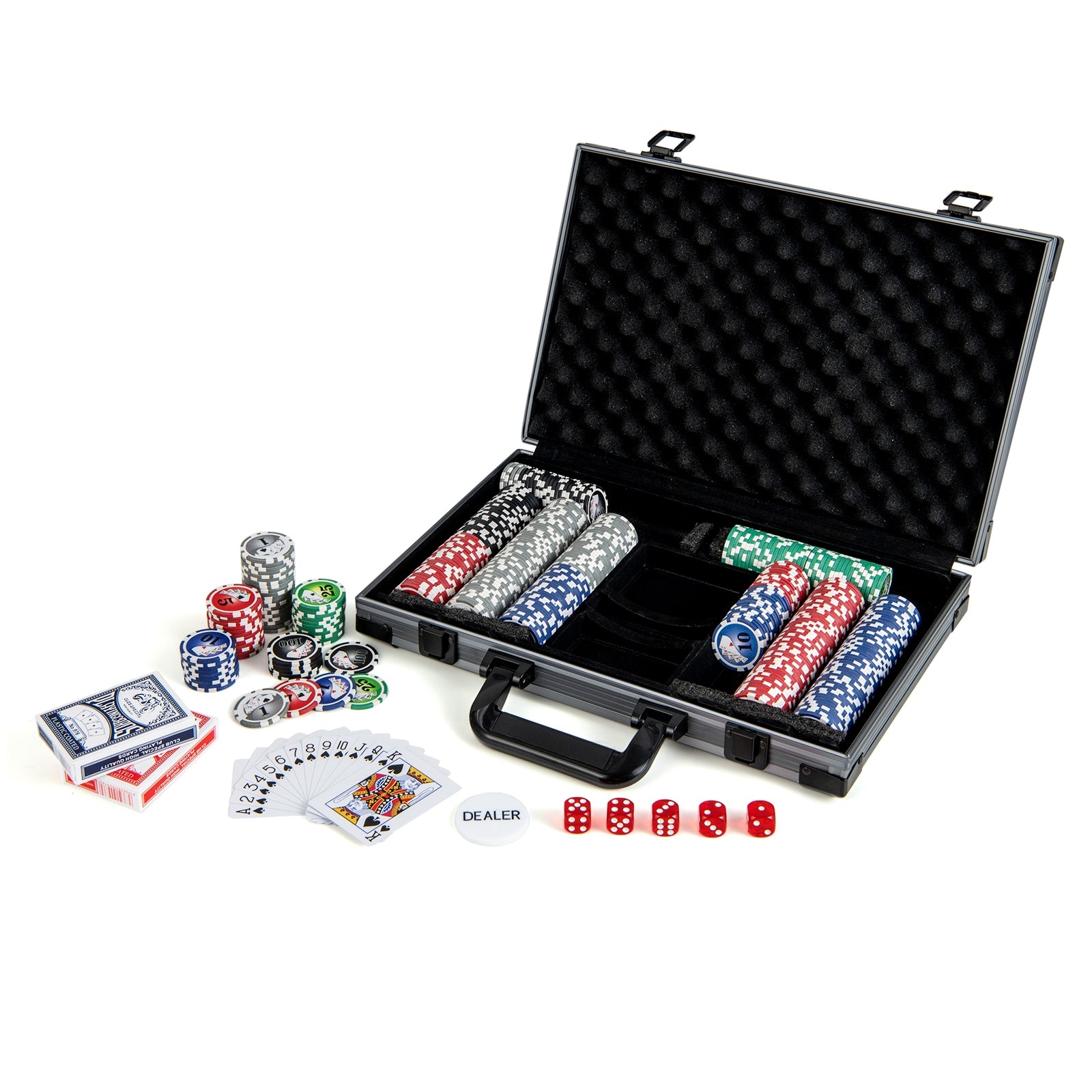 Texas Holdem Poker Chip Set Casino Poker Chips with 400 Pieces Chips, Black Game Room Black at Gallery Canada