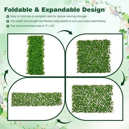 Expandable Fence Privacy Screen with Sun-Protective Artificial Hedge for Balcony Patio, Green Faux Plants   at Gallery Canada