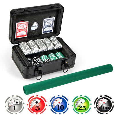 Texas Holdem Poker Chip Set with 300 Pieces Chips, Black Game Room Black at Gallery Canada