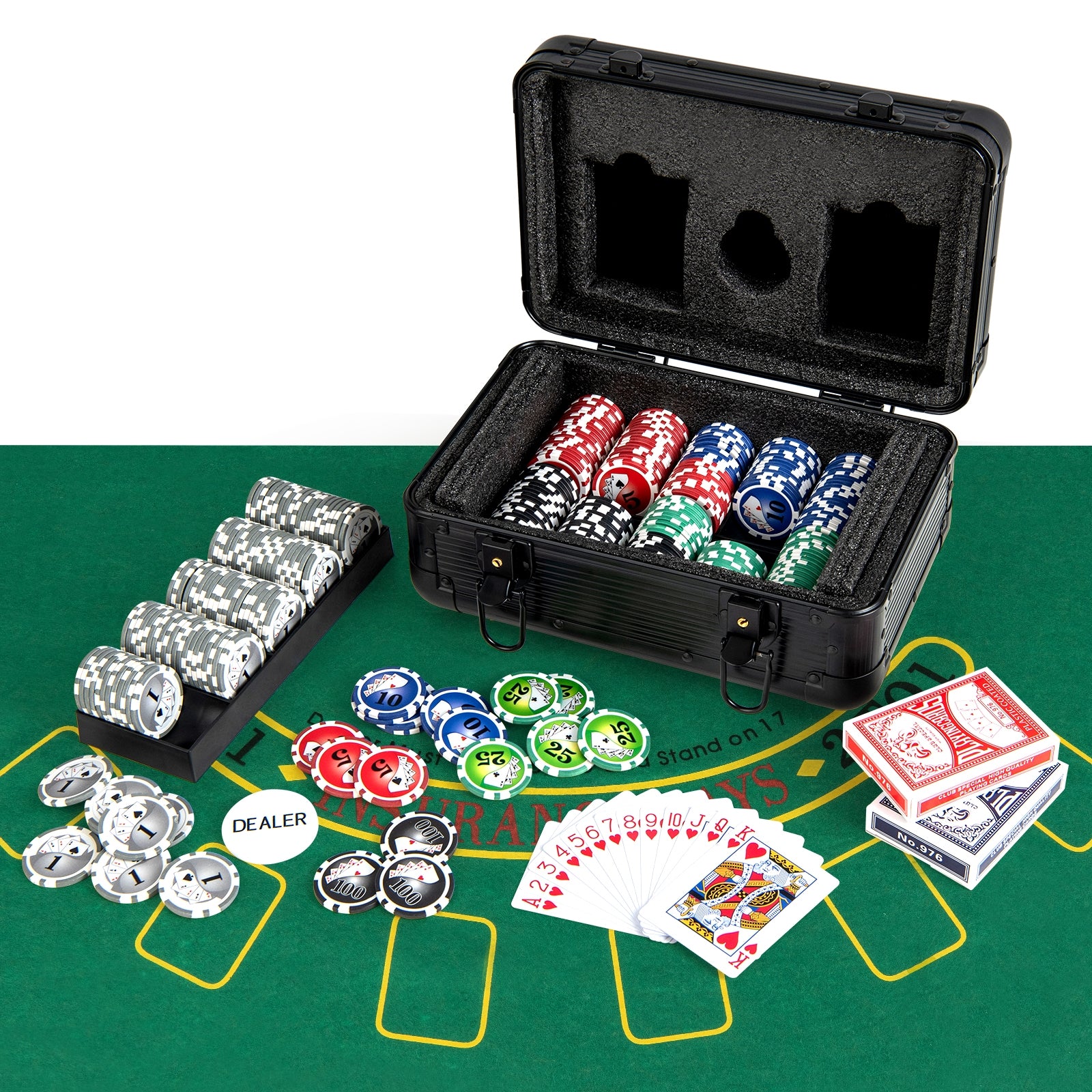 Texas Holdem Poker Chip Set with 300 Pieces Chips, Black Game Room at Gallery Canada